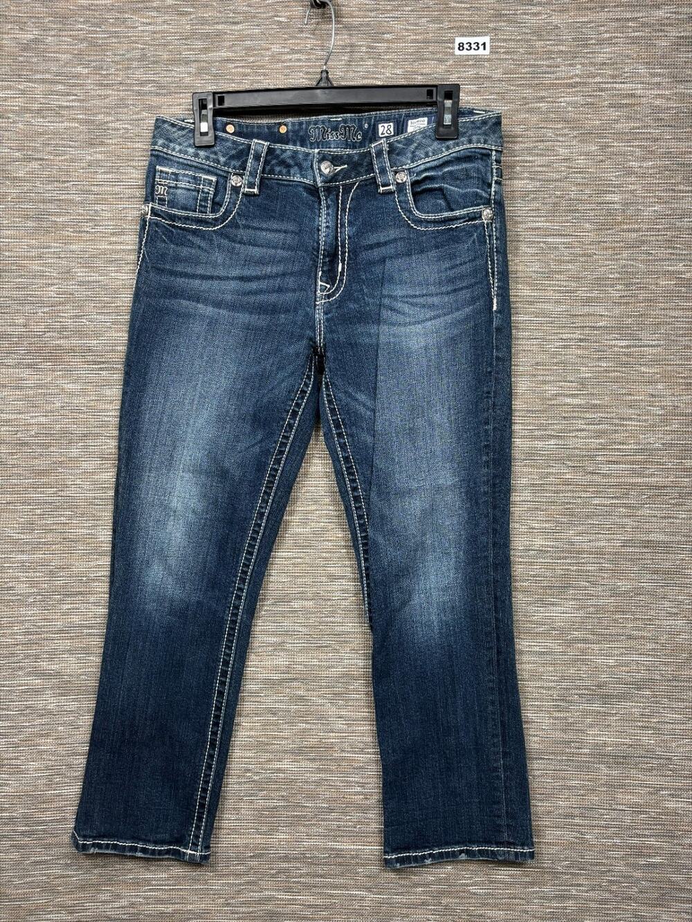 Miss Me Boyfriend Capri Jeans Womens Size 28 Blue Dark Wash Mid Rise JB5151P55